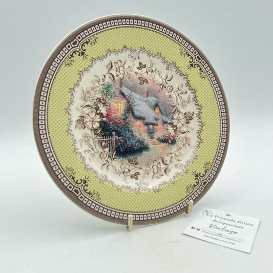 Antico Piatto decorativo in ceramica Casa di Natale vintage Natalizio neve Ceramiche e Porcellane