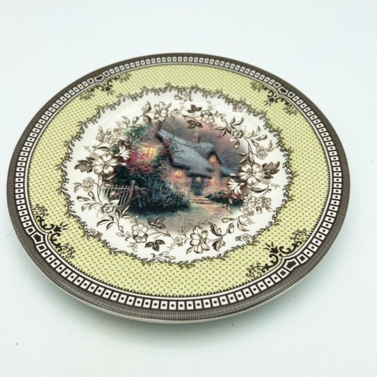 Antico Piatto decorativo in ceramica Casa di Natale vintage Natalizio neve Ceramiche e Porcellane