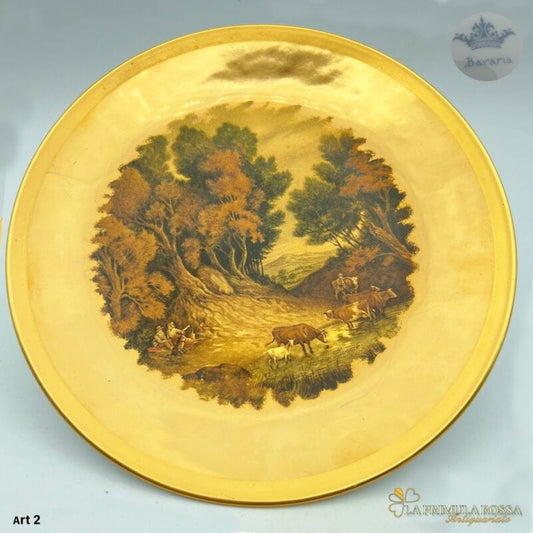 Antico Piatto decorativo in porcellana Bavaria oro zecchino da parete vintage Ceramiche e Porcellane