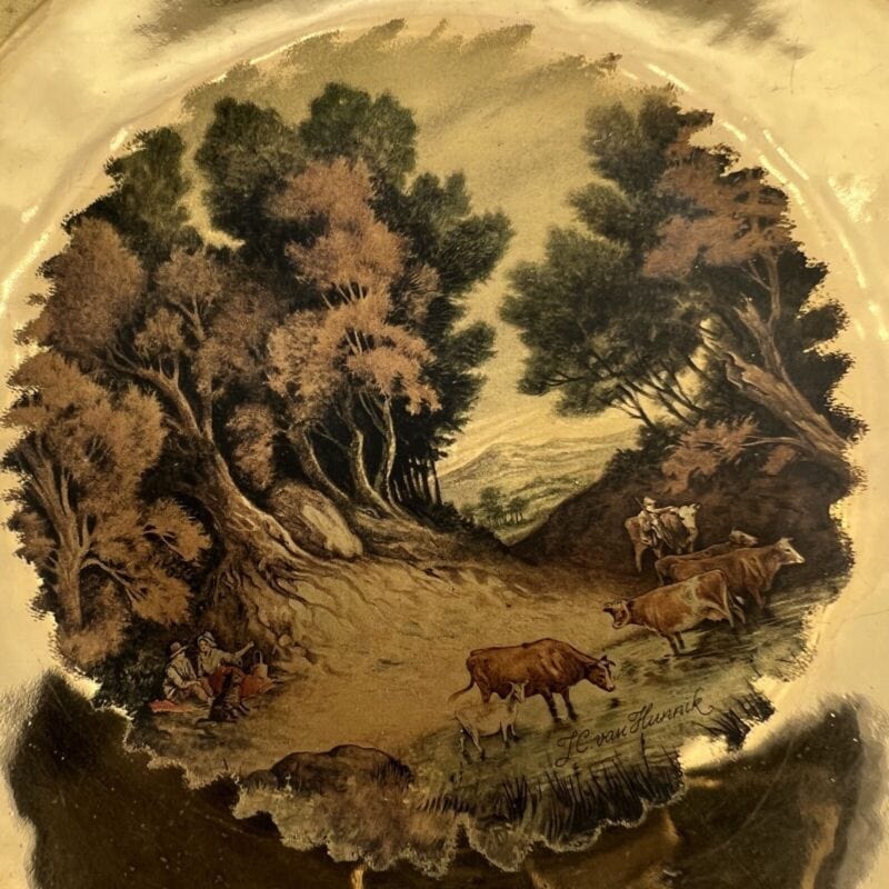 Antico Piatto decorativo in porcellana Bavaria oro zecchino da parete vintage Ceramiche e Porcellane