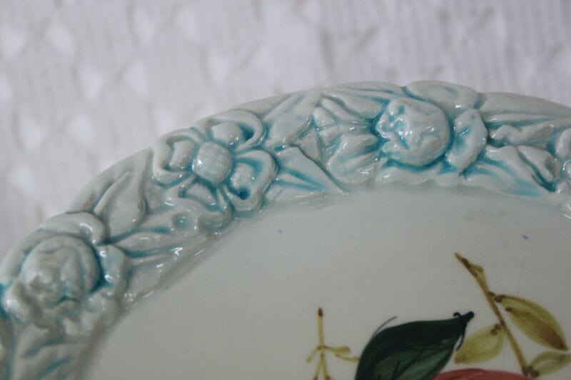 Antico Piatto decorativo vintage in ceramica da appendere a muro frutti mela Ceramiche e Porcellane