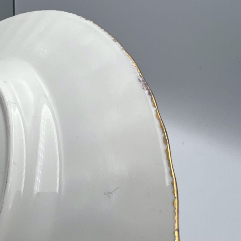 Antico piatto inglese decorativo in porcellana dipinto a mano fiori papaveri Ceramiche e Porcellane