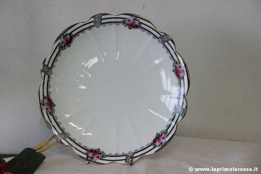 ANTICO PIATTO INGLESE x DOLCE IN PORCELLANA BONE CHINA BORDO DECORATO A MANO Ceramiche e Porcellane