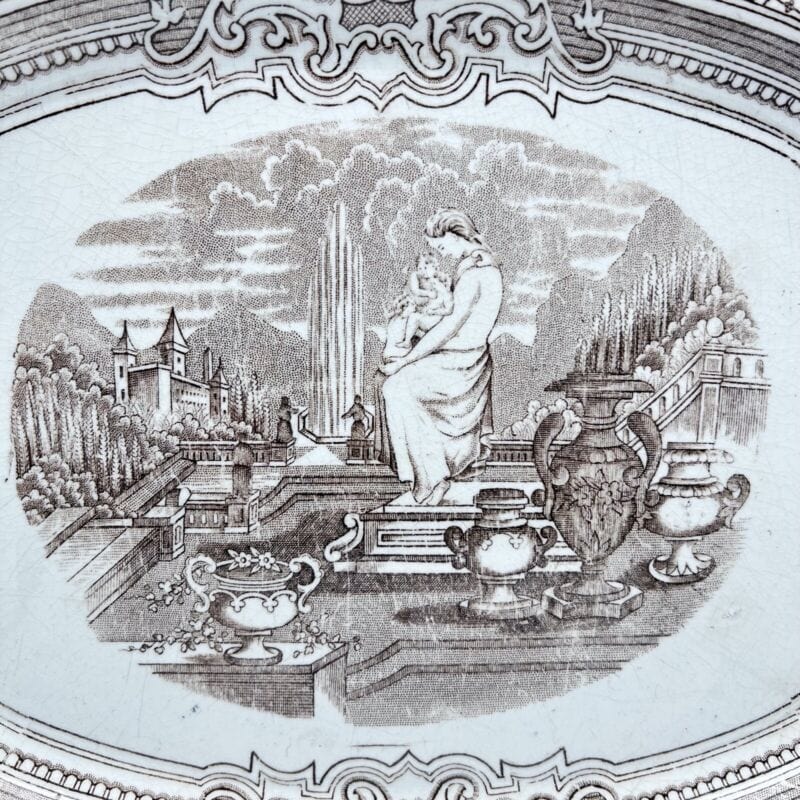 Antico Piatto Vassoio in ceramica terraglia da portata ovale vecchio d'epoca 800 Ceramiche e Porcellane