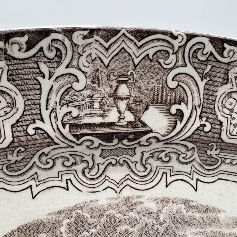Antico Piatto Vassoio in ceramica terraglia da portata ovale vecchio d'epoca 800 Ceramiche e Porcellane