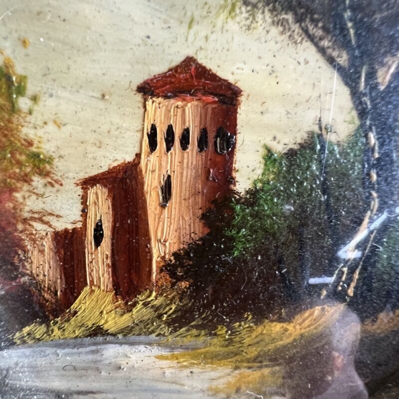 Antico quadretto stile barocco cornice legno e oro dipinto vintage in miniatura Quadri
