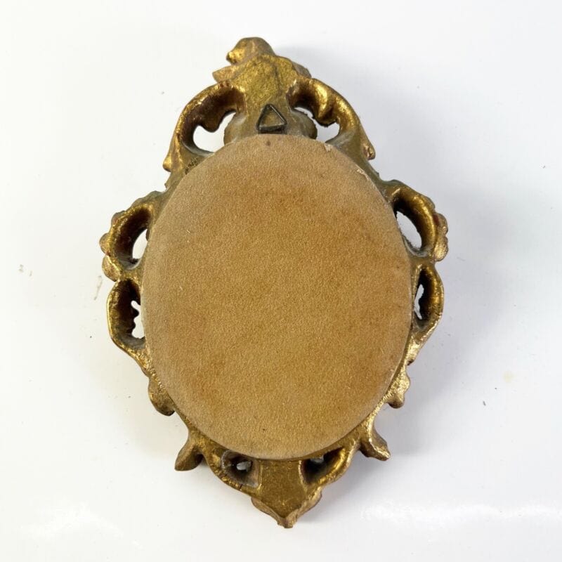 Antico quadretto stile barocco cornice legno e oro dipinto vintage in miniatura Quadri