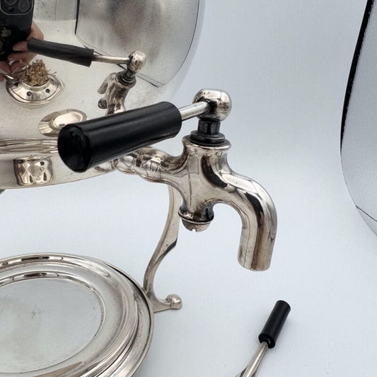 Antico Samovar Inglese in Argento Silver plated  bollitore per tè con fornellino Sheffield & Argento