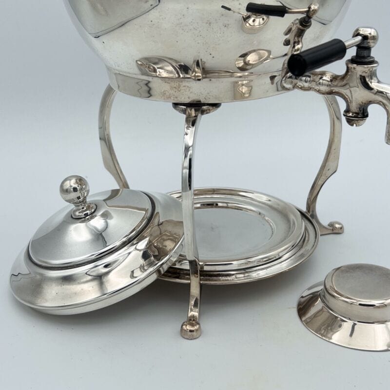 Antico Samovar Inglese in Argento Silver plated  bollitore per tè con fornellino Sheffield & Argento