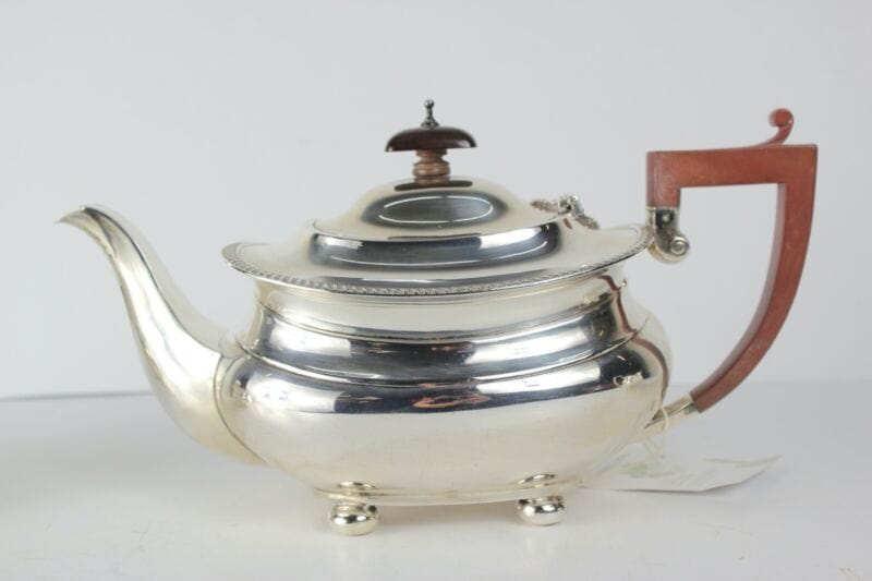 Antico servizio da the inglese in argento 925 sterling teiera d'epoca set tè Sheffield & Argento