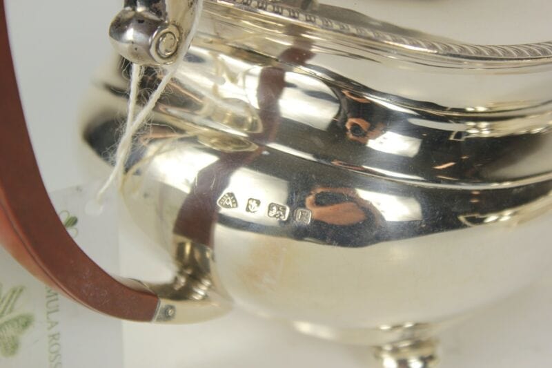 Antico servizio da the inglese in argento 925 sterling teiera d'epoca set tè Sheffield & Argento