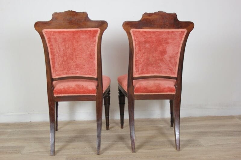 Antico Set Coppia di sedie sedia inglese in mogano vittoriane epoca 800 Arredamento