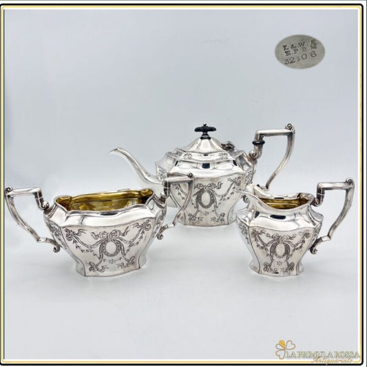 ANTICO SET DA TE the IN ARGENTO SILVER PLATED SERVIZIO INGLESE 800 SHEFFIELD Sheffield & Argento