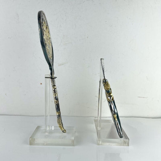 Antico set da toilette in Argento 925 e Oro Etrusco Sheffield & Argento