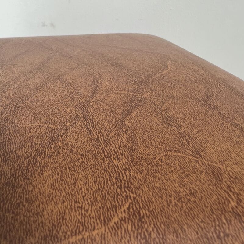 Antico Sgabello vintage poggiapiedi in ottone stile barocco seduta pelle marrone Arredamento