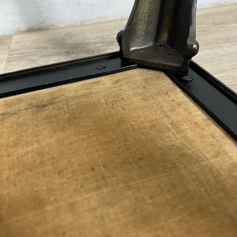 Antico Sgabello vintage poggiapiedi in ottone stile barocco seduta pelle marrone Arredamento