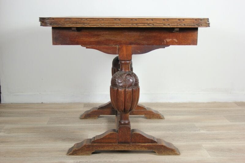 Antico tavolo da pranzo allungabile quadrato in legno di rovere per cucina 88 cm Arredamento