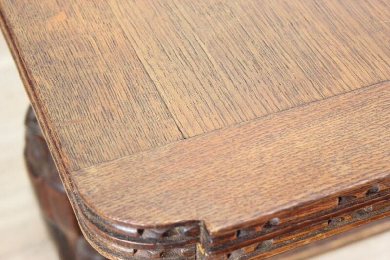 Antico tavolo da pranzo allungabile quadrato in legno di rovere per cucina 88 cm Arredamento