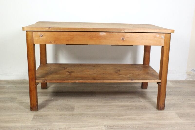 Antico tavolo in legno abete da lavoro banco per tessuti mobile shabby country Arredamento