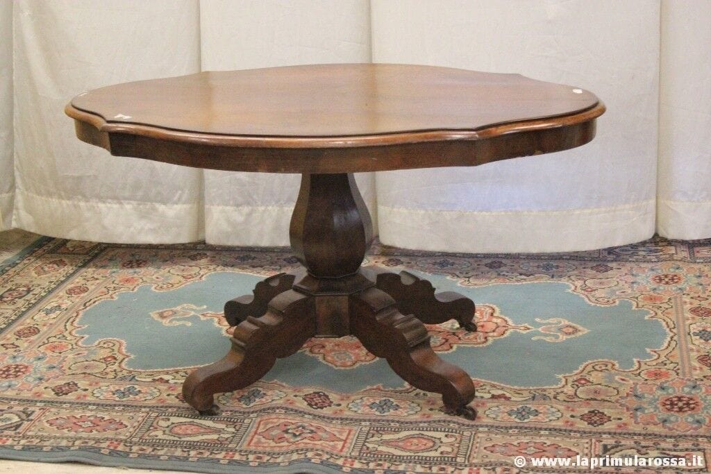 ANTICO TAVOLO OVALE IN LEGNO - TAVOLINO D'EPOCA A BISCOTTO L. cm 130 - CONSOLLE Arredamento