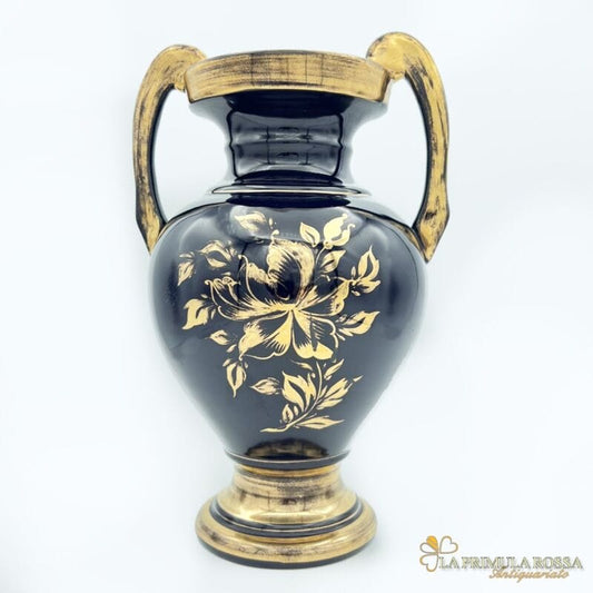 Antico Vaso in ceramica vintage blu cobalto e oro porta fiori anni 50 Firenze Ceramiche e Porcellane