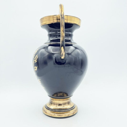 Antico Vaso in ceramica vintage blu cobalto e oro porta fiori anni 50 Firenze Ceramiche e Porcellane