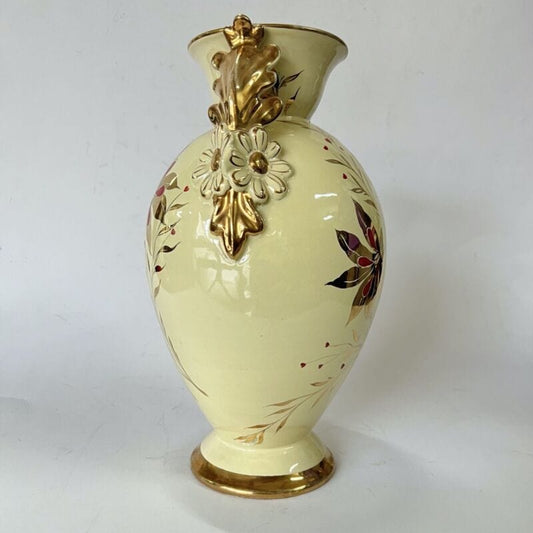 Antico Vaso in ceramica vintage color crema e oro porta fiori anni 50 Firenze Ceramiche e Porcellane