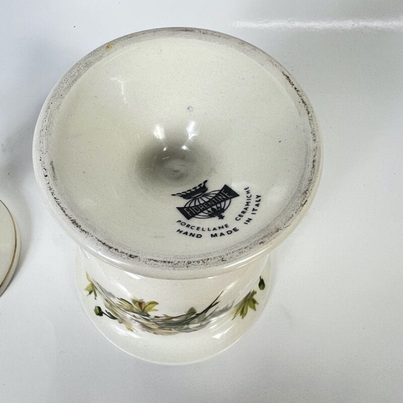 Antico Vaso potiche Vintage in Ceramica a fiori Margherite Gialle con coperchio Ceramiche e Porcellane