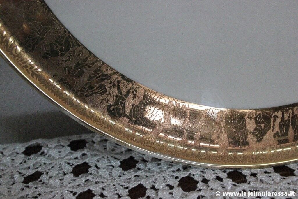 ANTICO VASSOIO IN CERAMICA E ORO BAVARIA PIATTO VINTAGE GOLD SERVING TRAY Ceramiche e Porcellane
