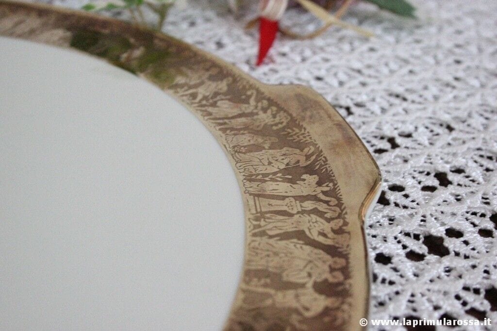ANTICO VASSOIO IN CERAMICA E ORO BAVARIA PIATTO VINTAGE GOLD SERVING TRAY Ceramiche e Porcellane