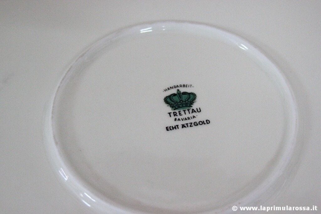 ANTICO VASSOIO IN CERAMICA E ORO BAVARIA PIATTO VINTAGE GOLD SERVING TRAY Ceramiche e Porcellane