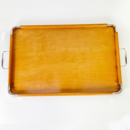 Antico vassoio in legno Art Deco vintage anni '40 vassoi da portata con manici Complementi d'arredo