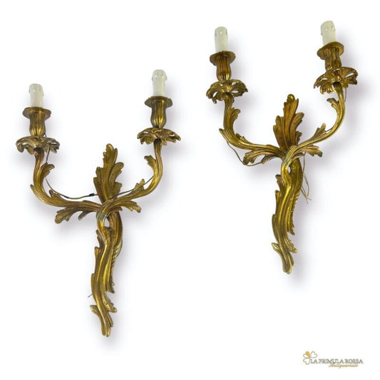 Applique antichi vintage in ottone bronzo a due fiamme luci Lampade da parete Lampade Appliques
