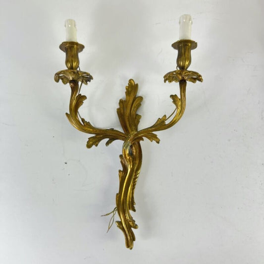 Applique antichi vintage in ottone bronzo a due fiamme luci Lampade da parete Lampade Appliques