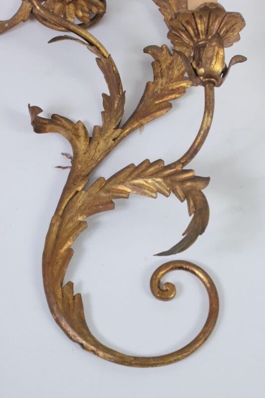 Applique dorato foglie d'acanto a 2 fiamme luci Lampada da parete stile antico Lampade Appliques