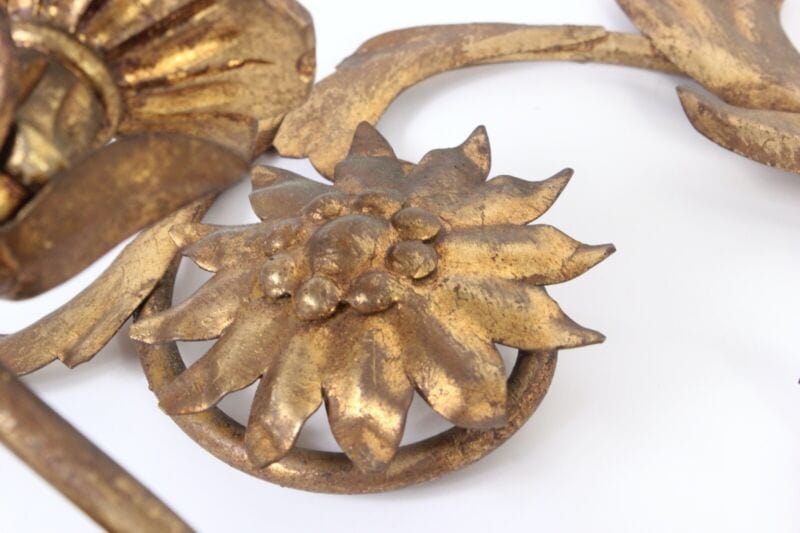 Applique dorato foglie d'acanto a 2 fiamme luci Lampada da parete stile antico Lampade Appliques