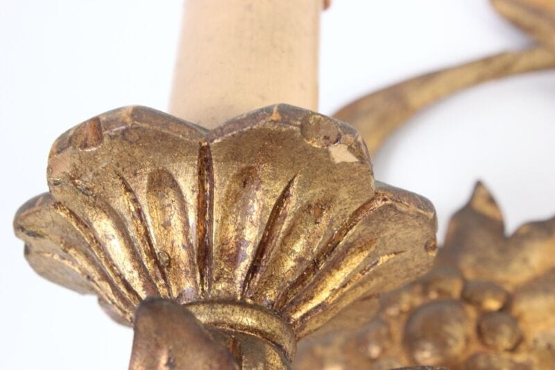 Applique dorato foglie d'acanto a 2 fiamme luci Lampada da parete stile antico Lampade Appliques