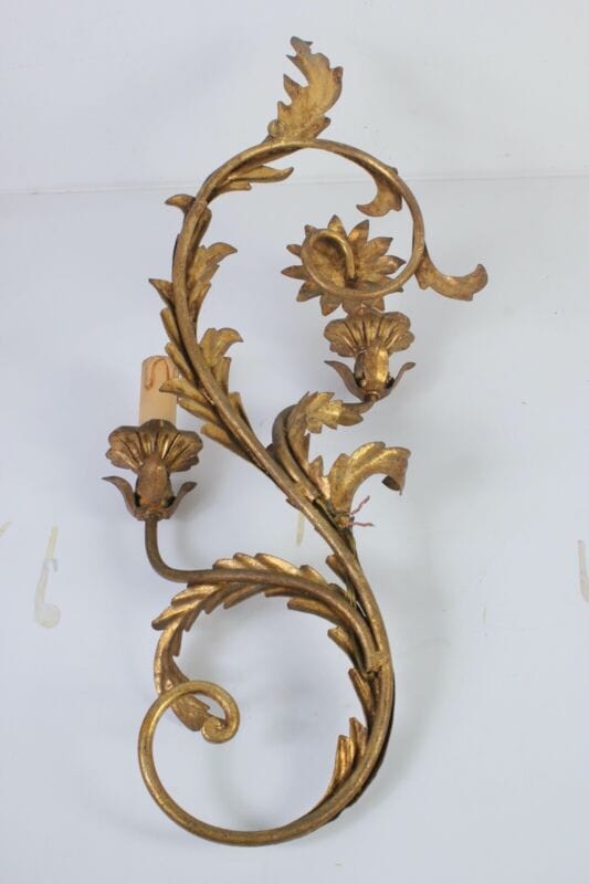 Applique dorato foglie d'acanto a 2 fiamme luci Lampada da parete stile antico Lampade Appliques