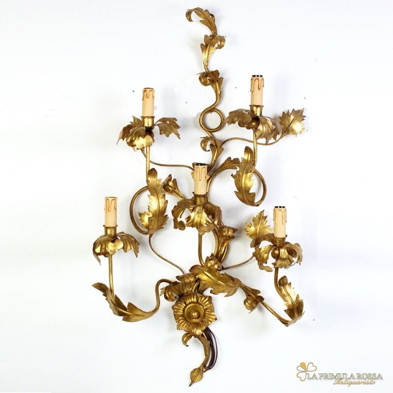 Applique dorato foglie d'acanto a 5 bracci luci Lampada da parete stile antico Lampade Appliques