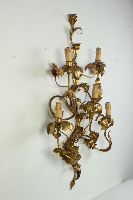 Applique dorato foglie d'acanto a 5 bracci luci Lampada da parete stile antico Lampade Appliques