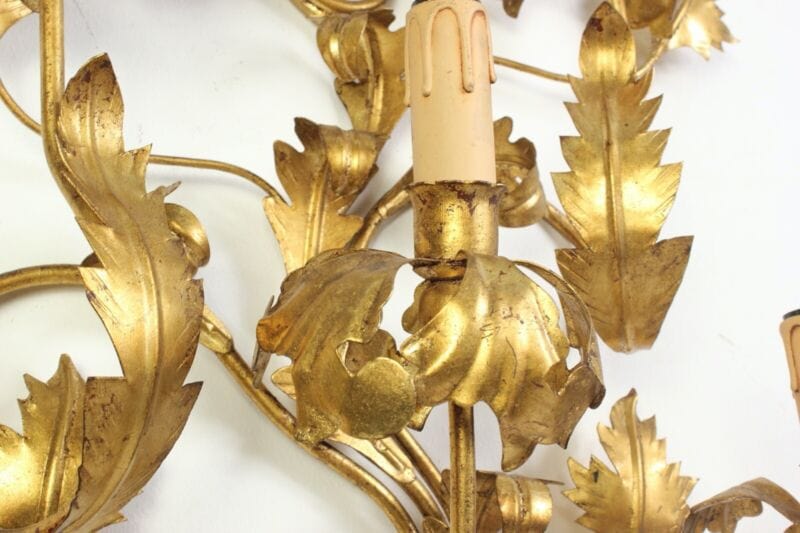 Applique dorato foglie d'acanto a 5 bracci luci Lampada da parete stile antico Lampade Appliques
