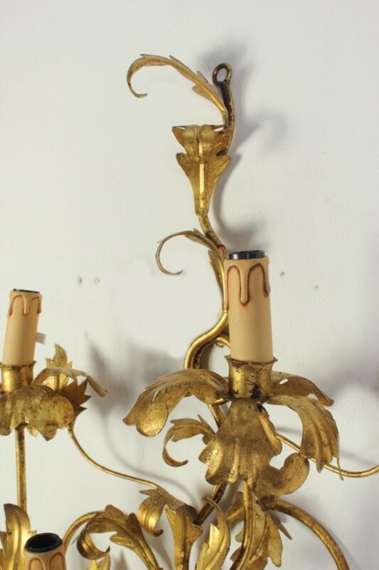 Applique dorato foglie d'acanto a 5 bracci luci Lampada da parete stile antico Lampade Appliques