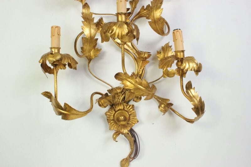 Applique dorato foglie d'acanto a 5 bracci luci Lampada da parete stile antico Lampade Appliques