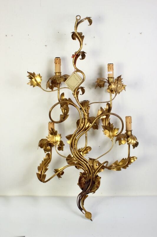 Applique dorato foglie d'acanto a 5 bracci luci Lampada da parete stile antico Lampade Appliques