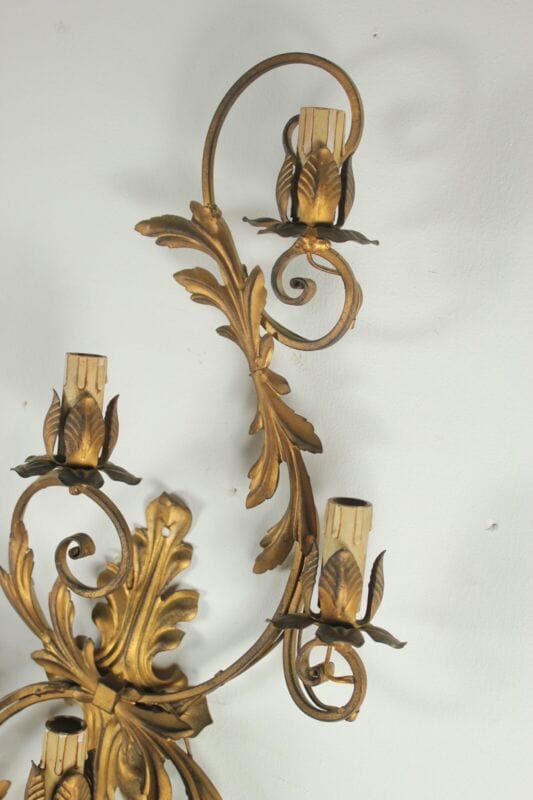 Applique dorato foglie d'acanto a 7 bracci luci Lampada da parete stile antico Lampade Appliques