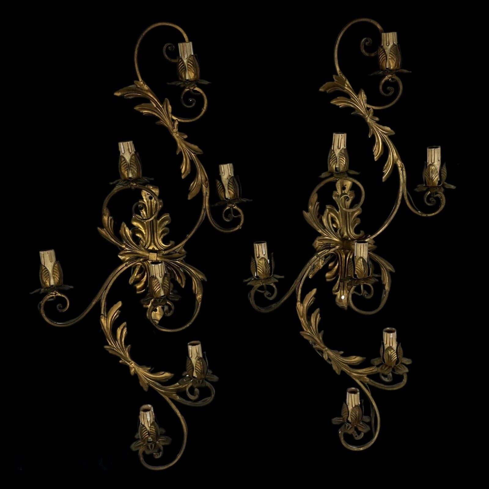 Applique dorato foglie d'acanto a 7 bracci luci Lampada da parete stile antico Lampade Appliques