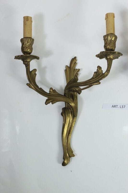 Applique vintage in ottone bronzo a due fiamme luci Lampade antiche da parete Lampade Appliques