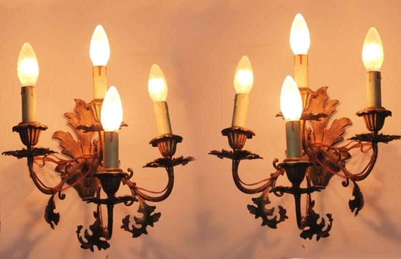 Applique vintage stile antico a cinque 5 fiamme luci bracci Lampade da parete Lampade Appliques