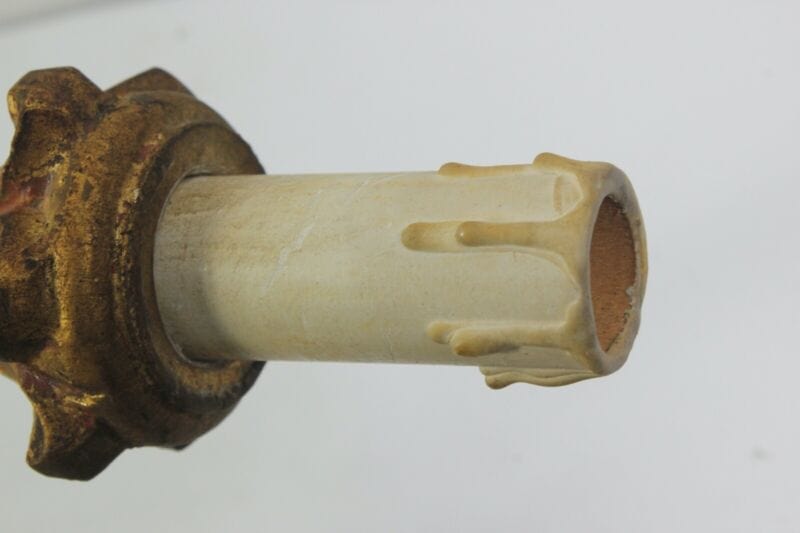 Applique vintage stile antico in legno dorato oro lampada da parete a due luci . Lampade Appliques