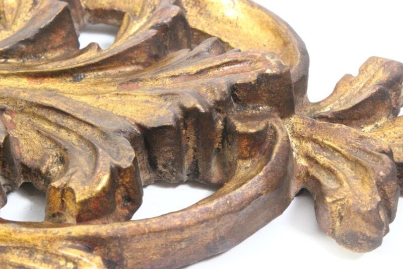 Applique vintage stile antico in legno dorato oro lampada da parete a due luci . Lampade Appliques